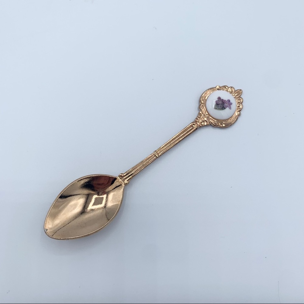 Gold Painted Metal Flower Tea Spoon